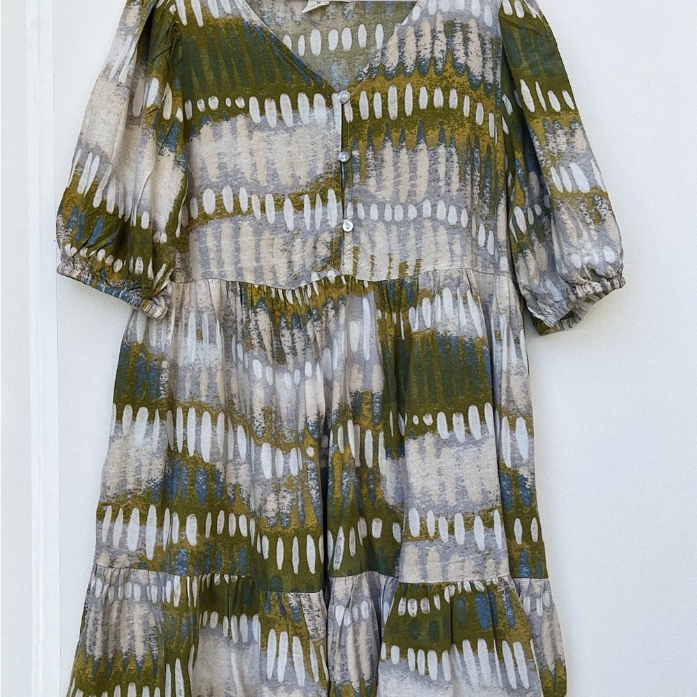 Treasure & Bond Kids Dress - Green and White